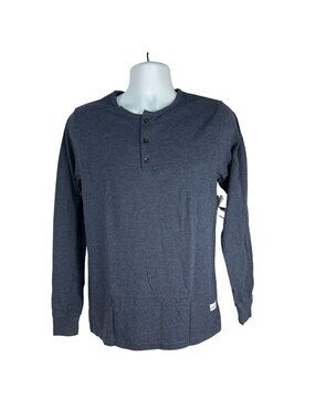 Kinetix Long Sleeve Henley Shirt Mens Small Navy Heather Casual Lightweight